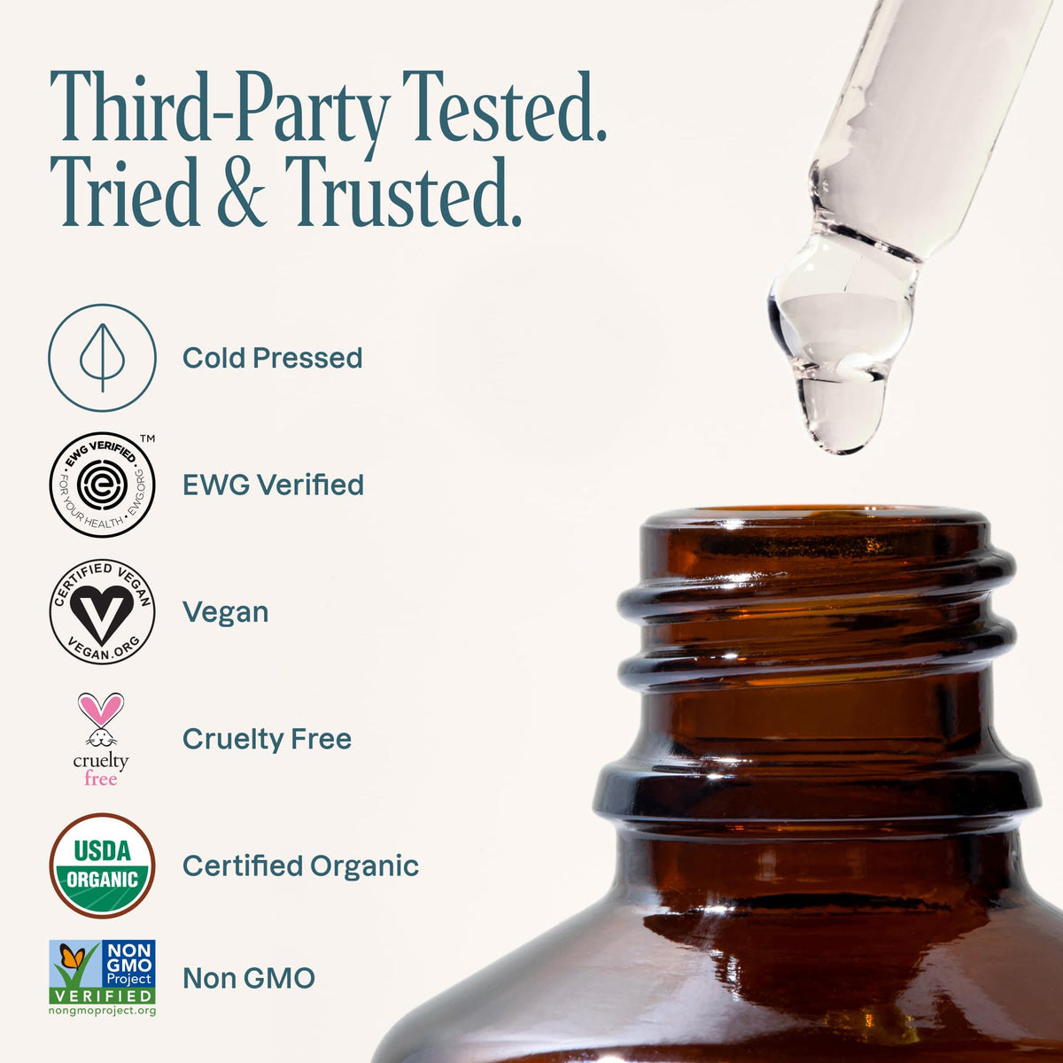Cliganic oil suitable for lashes, brows, hair, and skin routines.