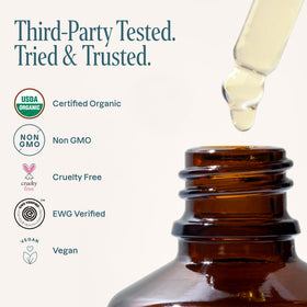 Cliganic Vitamin E oil used as a hair conditioning treatment for shine.