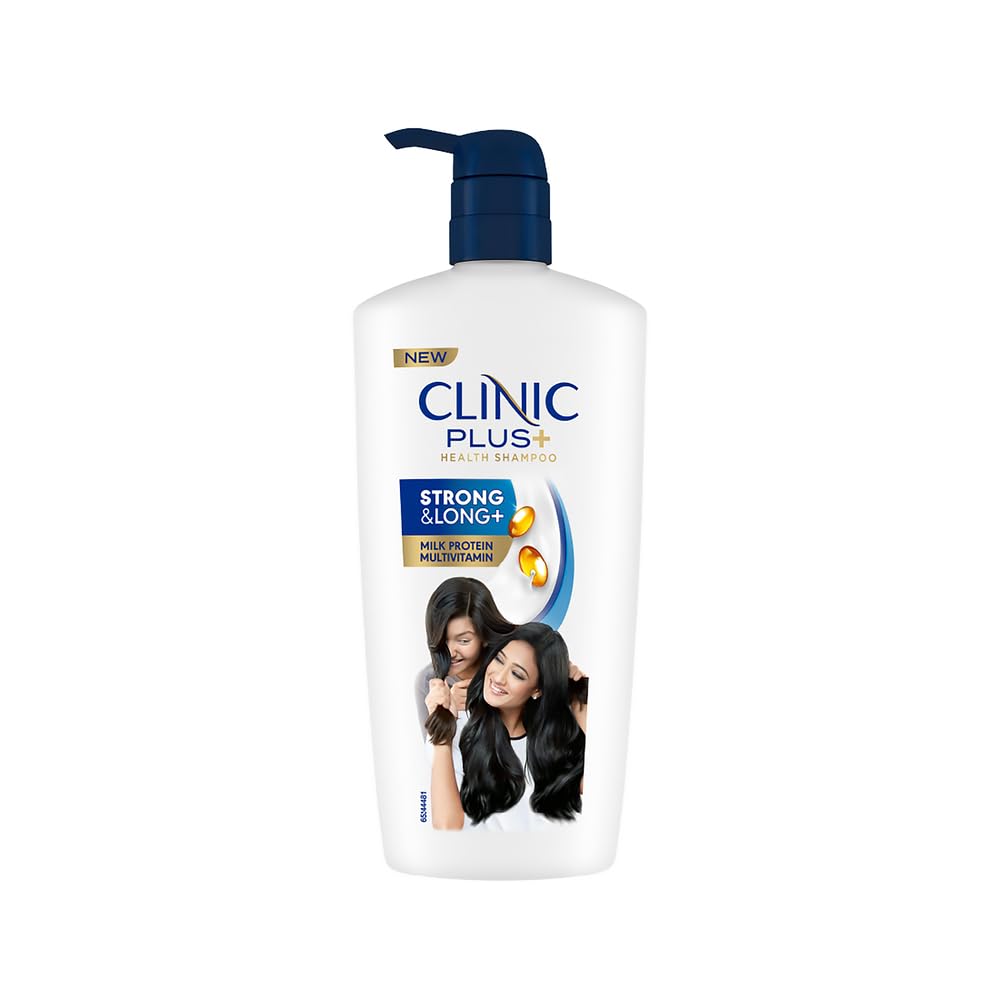 Clinic Plus Strong and Long Health Shampoo bottle front view for daily nourishment.