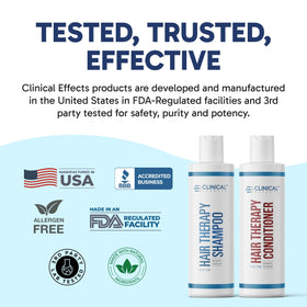 Clinical Effects Hair Therapy on-shelf display underscores premium USA made care