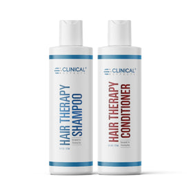 Clinical Effects Hair Therapy Shampoo bottle angle highlights biotin rich formula for fuller hair