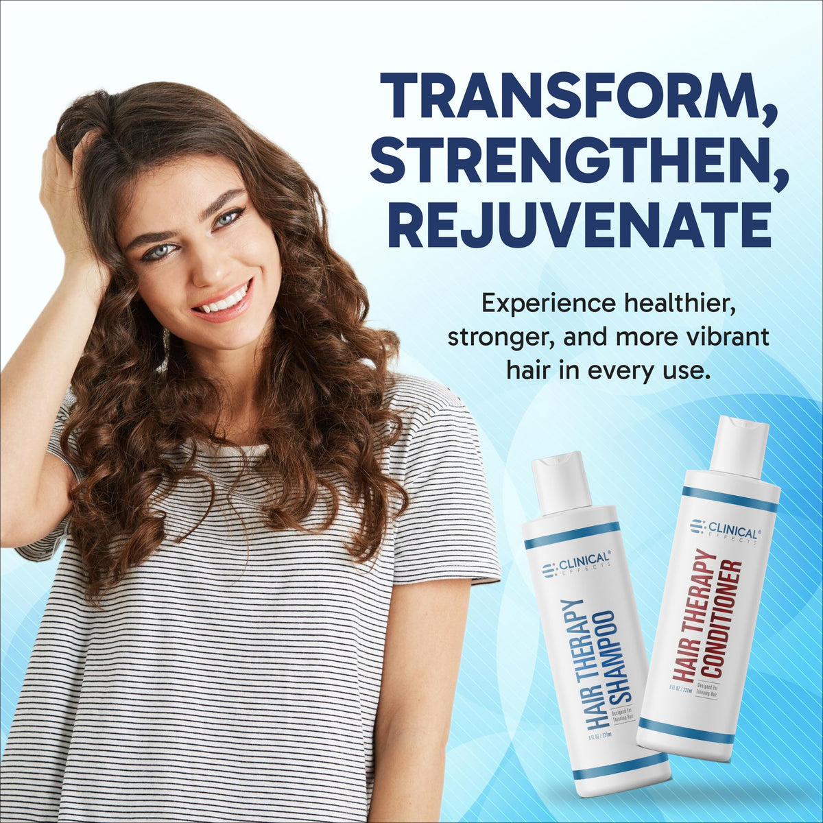 Clinical Effects Hair Therapy Shampoo label closeup shows sulfate and paraben free cleansing