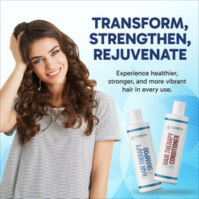 Clinical Effects Hair Therapy Shampoo label closeup shows sulfate and paraben free cleansing