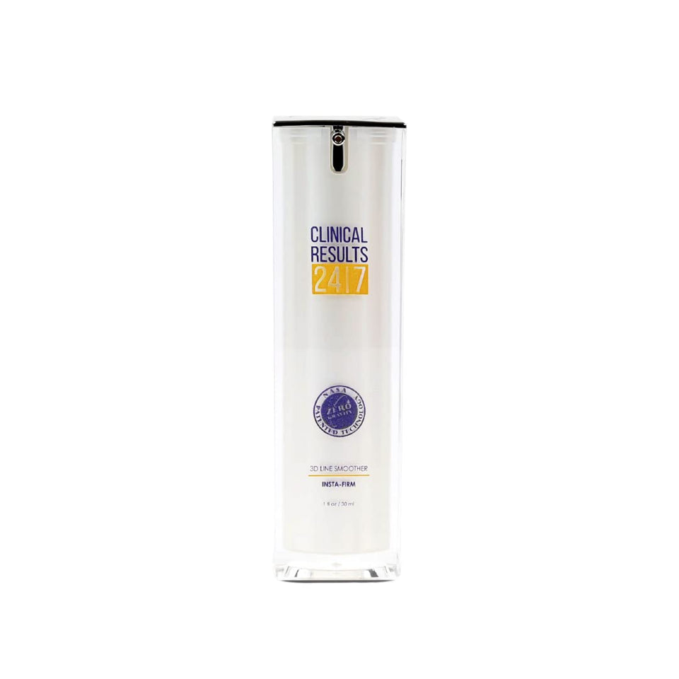 Clinical Results 24|7 Insta-Firm bottle close-up highlighting fast-acting lifting promise
