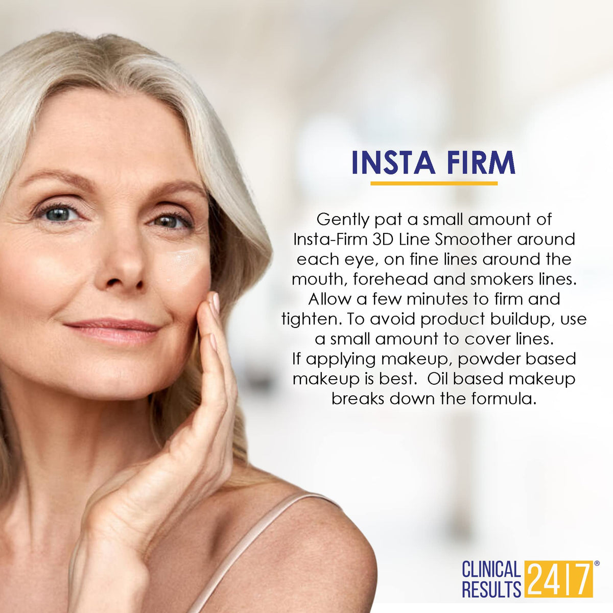 Clinical Results 24|7 Insta-Firm texture swatch: fast-absorbing daily-use formula