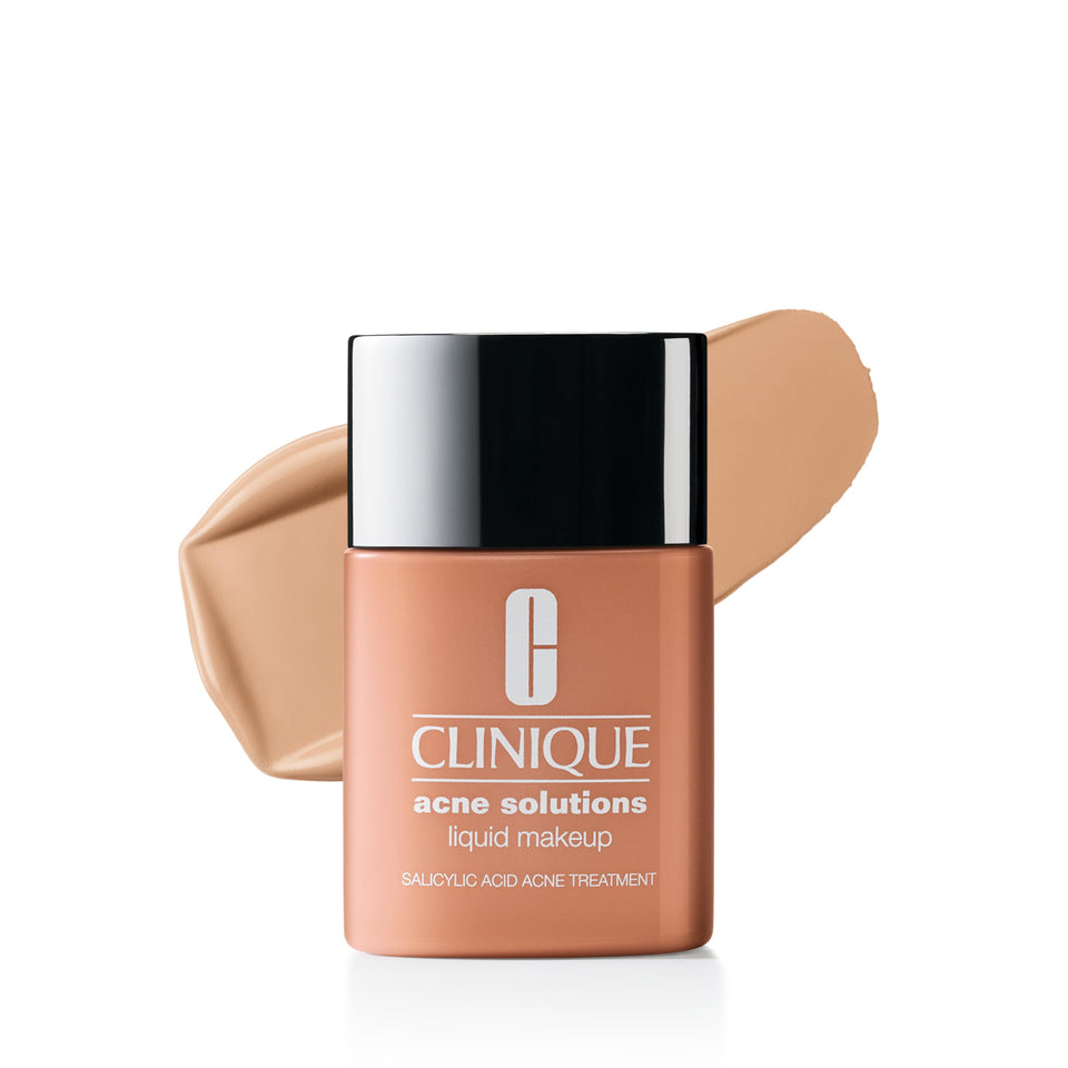 Clinique Acne Solutions Liquid Foundation bottle in Vanilla provides oil-free coverage.