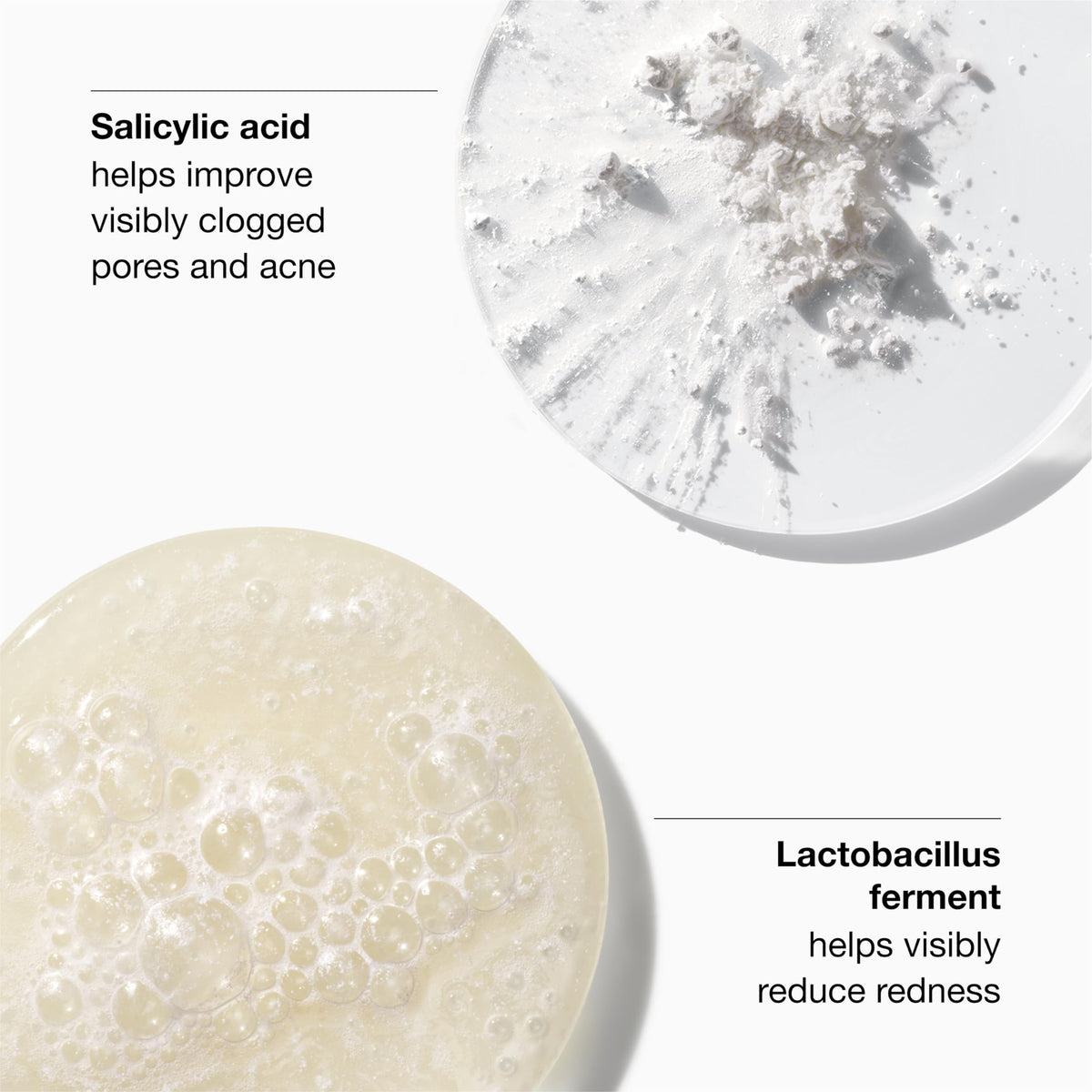 Close-up of foundation texture highlighting oil-free, blemish-blurring formula.