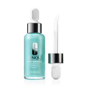 Clinique Acne Solutions serum bottle shown for clearer, hydrated skin.