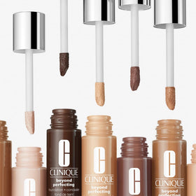 Clinique Beyond Perfecting natural matte finish swatches on arm.