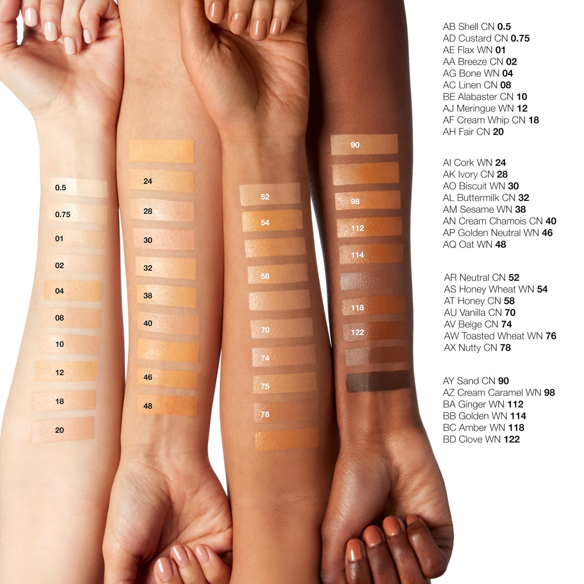 Clinique Beyond Perfecting shade-range display suggests versatile options for many tones.