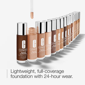 Clinique Beyond Perfecting swatch on skin shows natural finish with full coverage.