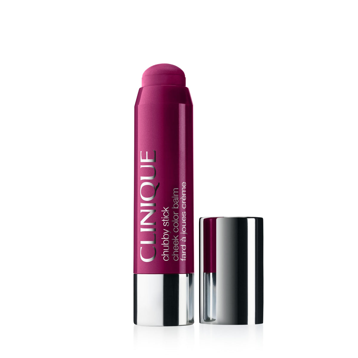 Clinique Chubby Cream Blush Stick application swipe for quick, even rosy glow.