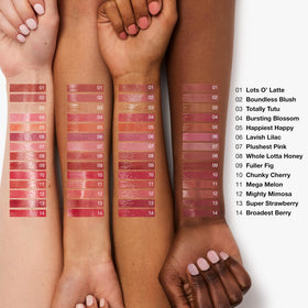 Clinique Chubby Stick Lots o' Latte on lip demonstrates easy application.