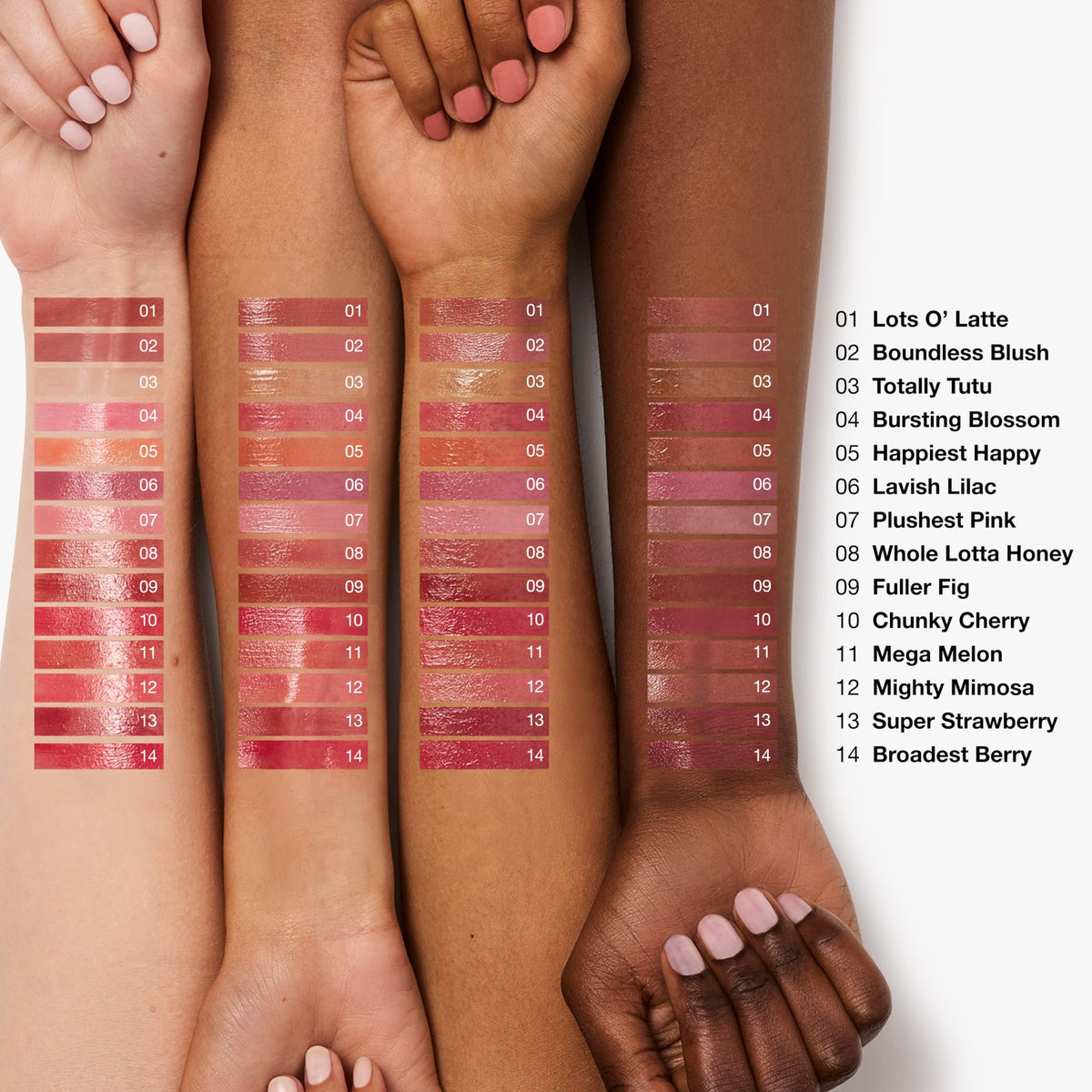 Clinique Chubby Stick subtle-gloss pink shade adds natural color.