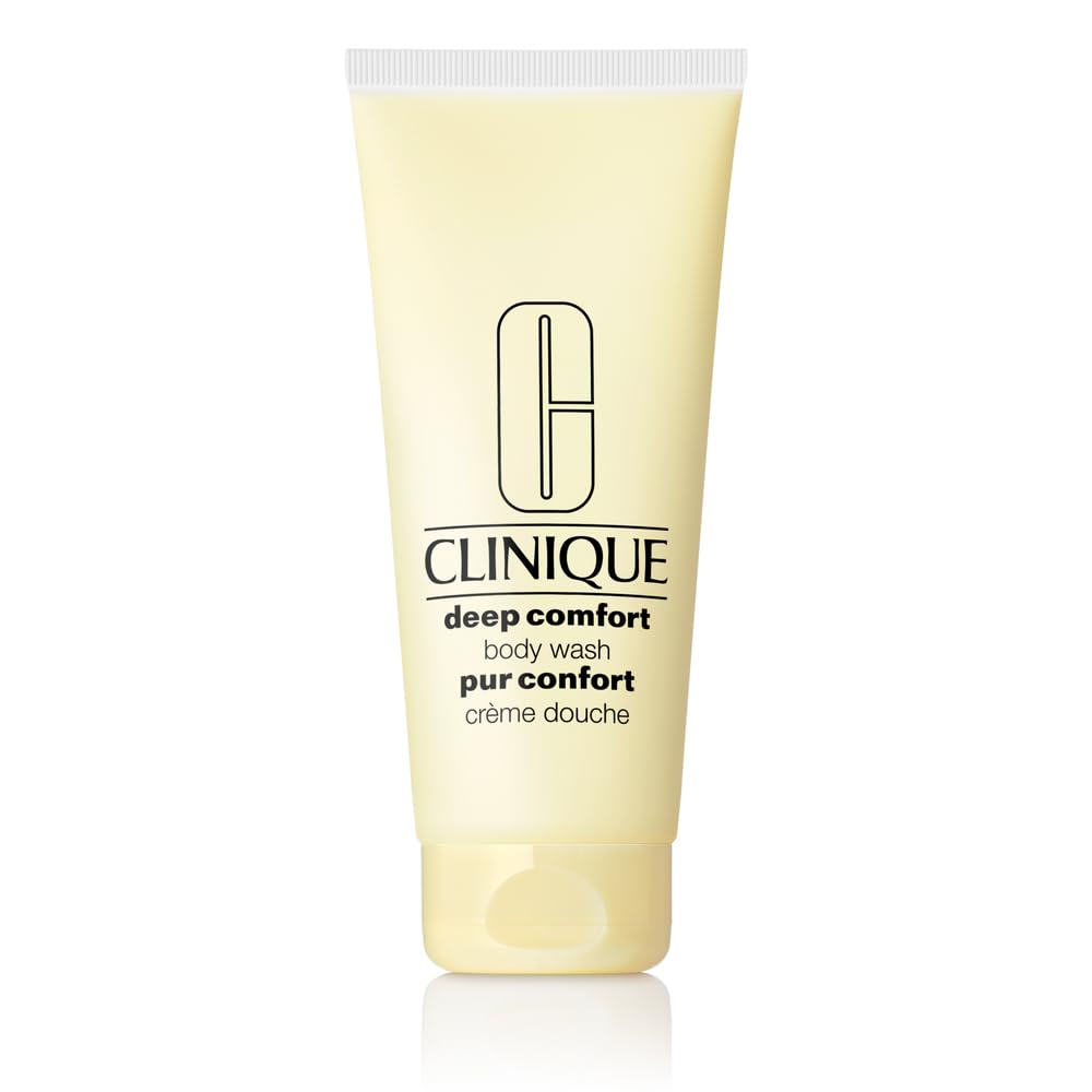 Clinique Deep Comfort Body Wash bottle promoting gentle cleansing.