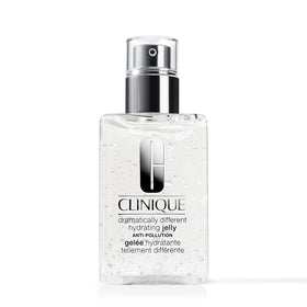 Clinique Dramatically Different Hydrating Jelly bottle demonstrates oil-free hydration for all skin types.