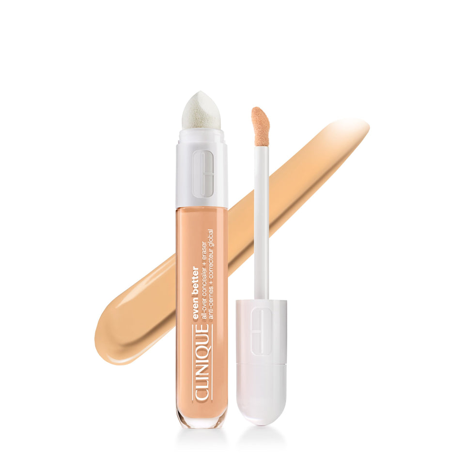 Clinique Even Better All-Over Concealer + Eraser bottle showing long-wear hydration benefits
