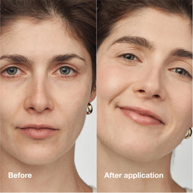 Clinique Even Better application shot shows satin matte finish on skin.