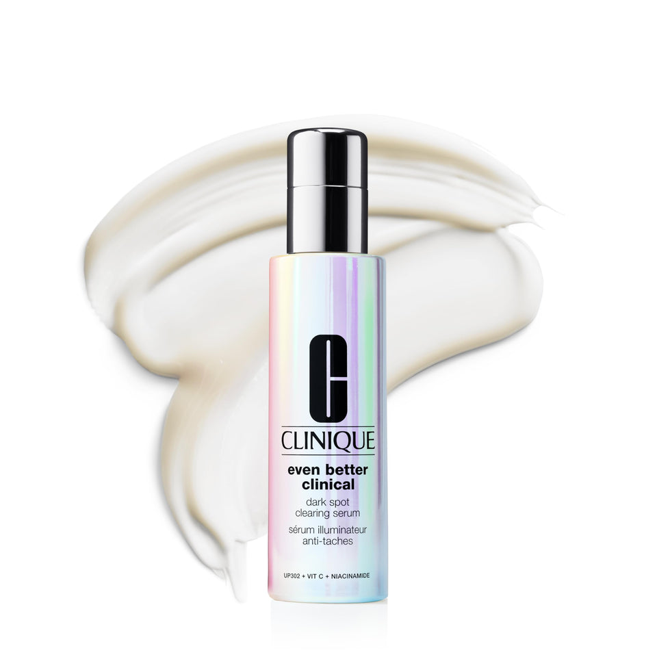 Clinique Even Better Clinical serum bottle for daily brightening and soothing care.