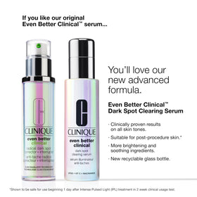 Clinique Even Better Clinical serum glow result suggesting radiant, even complexion.