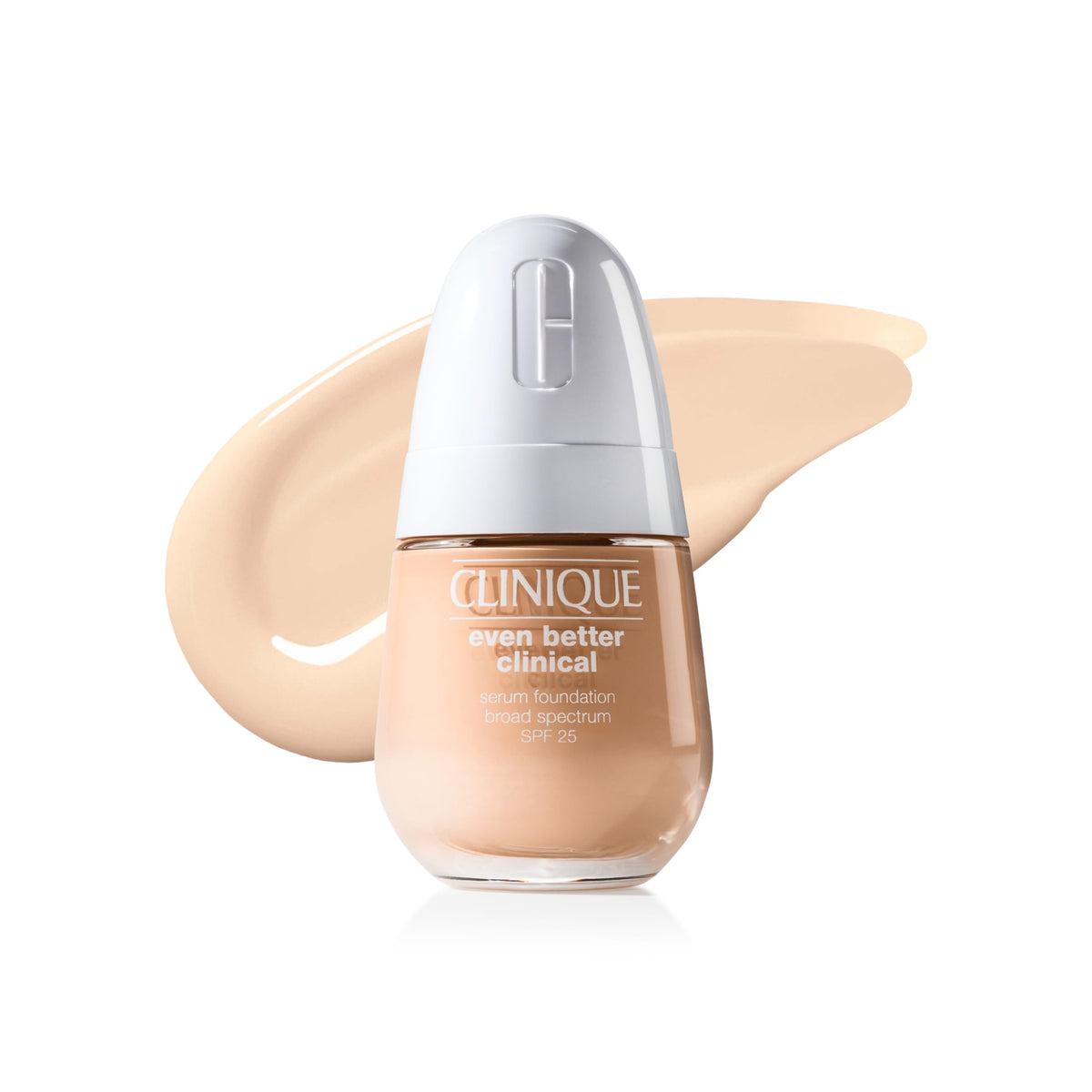 Clinique Even Better Clinical Serum Foundation bottle pump demonstrates long wear and satin-matte finish for oily skin.