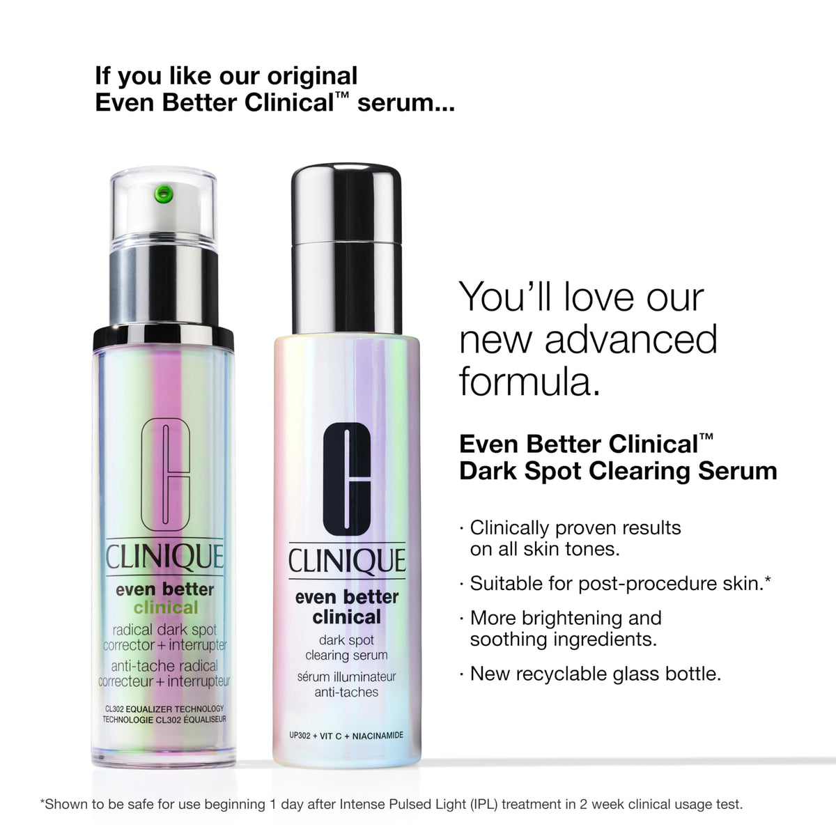 Even tone visual with Clinique serum demonstrating radiance
