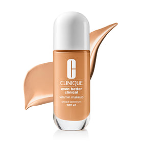 Clinique Even Better Vitamin Makeup SPF 45 bottle pump shows smooth, weightless coverage.