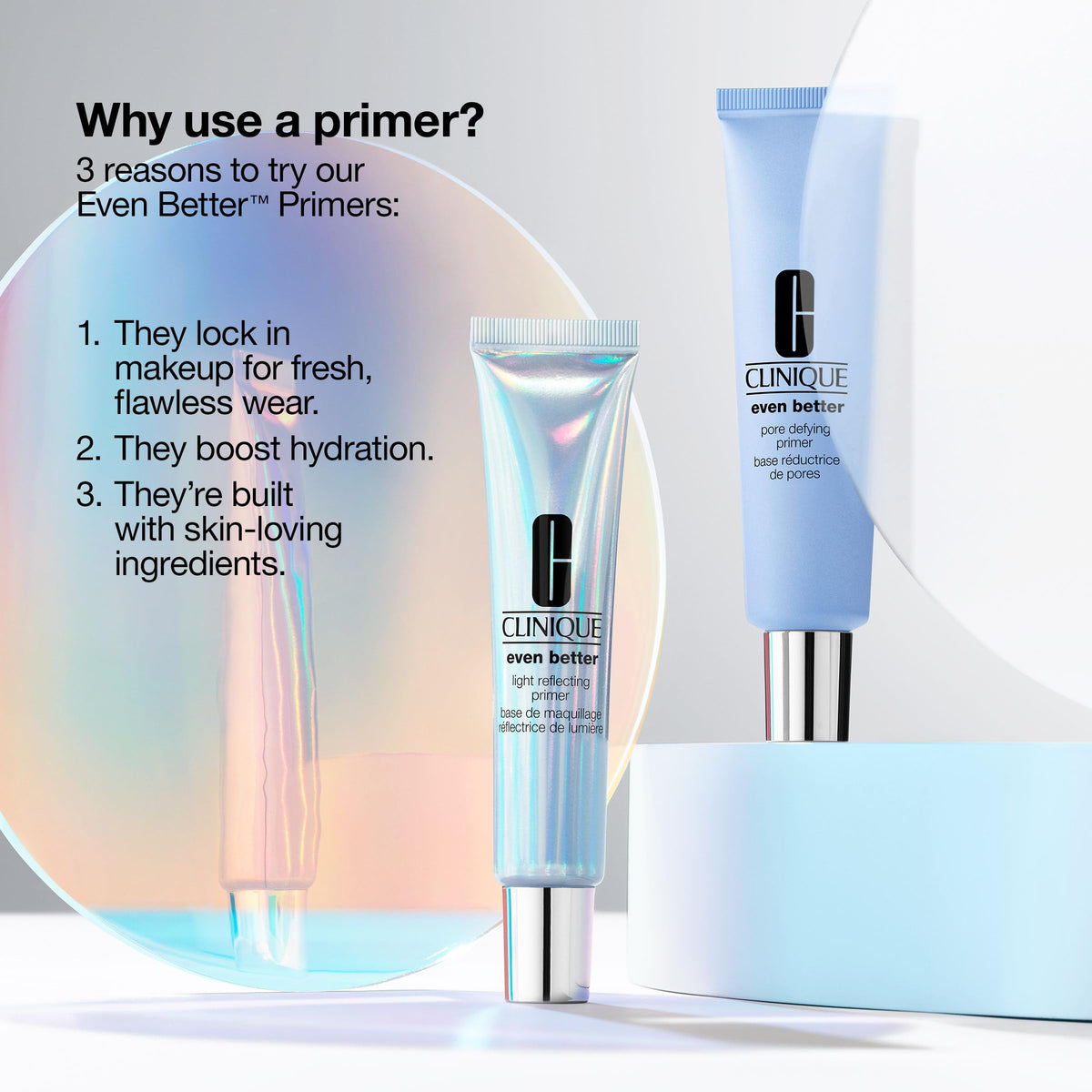 Clinique primer on skin delivering a matte finish and oil control.