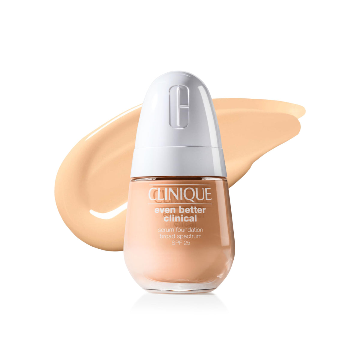 Clinique Even Better Foundation bottle close-up for smoother, even skin tone.