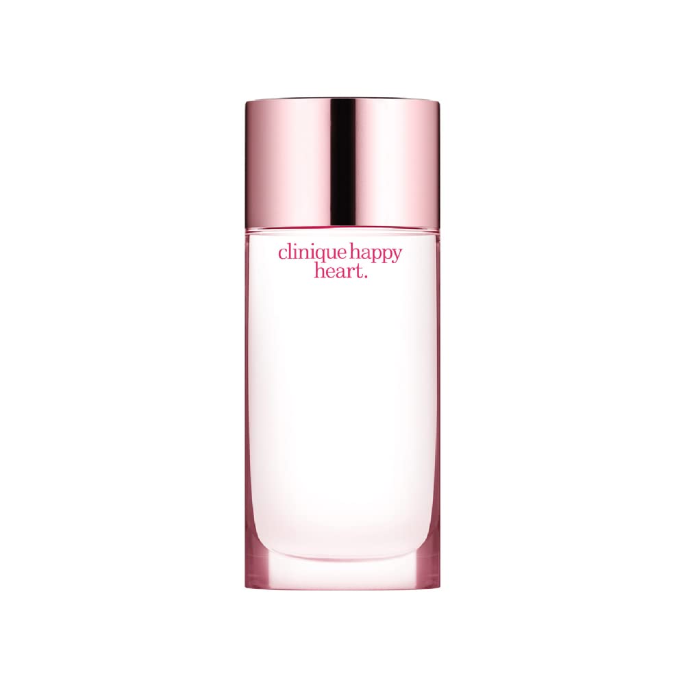 Clinique Happy Heart bottle closeup showing elegant design for romantic occasions.