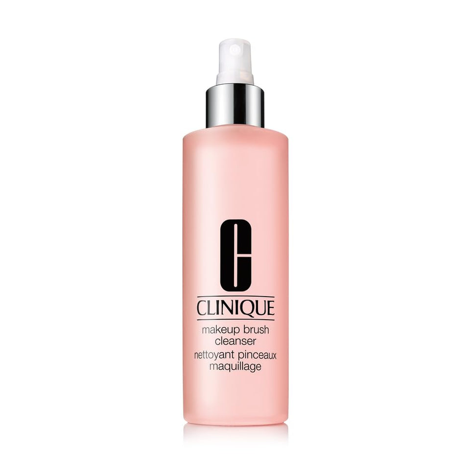 Clinique Makeup Brush Cleanser bottle pour enables easy brush cleaning and hygiene.