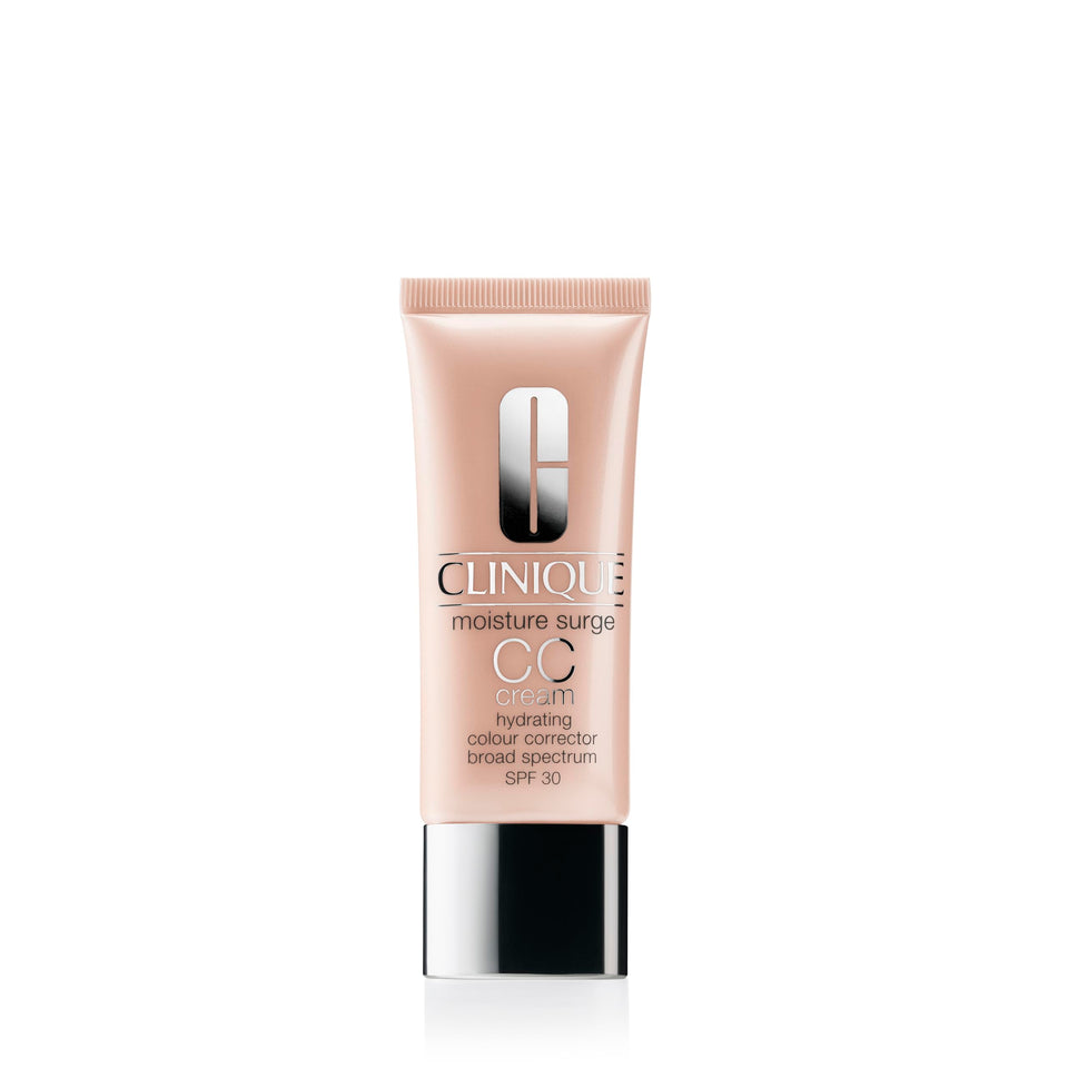 Clinique Moisture Surge CC Cream bottle shows lightweight hydration and SPF 30 protection.