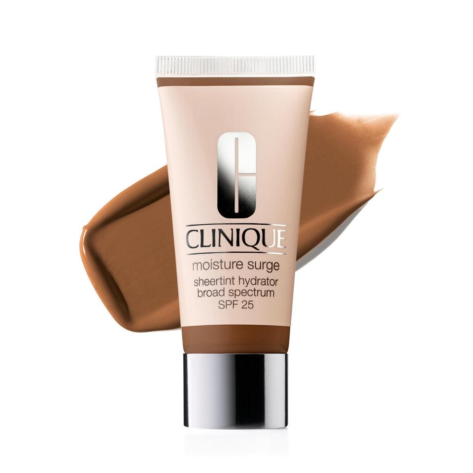 Clinique Moisture Surge Sheertint hydrator bottle closeup with SPF 25 protection