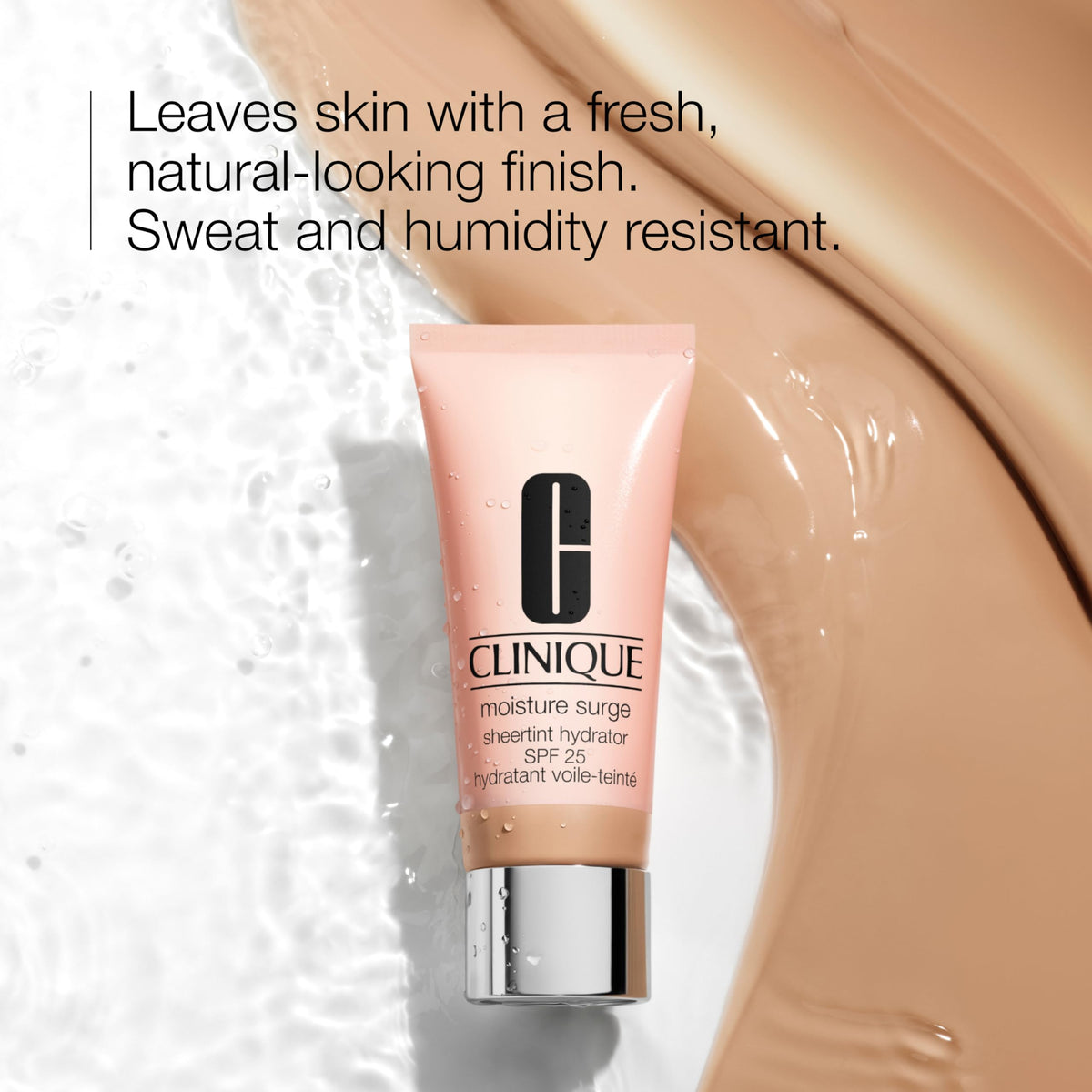Clinique Moisture Surge Sheertint dewy finish on moisturized skin