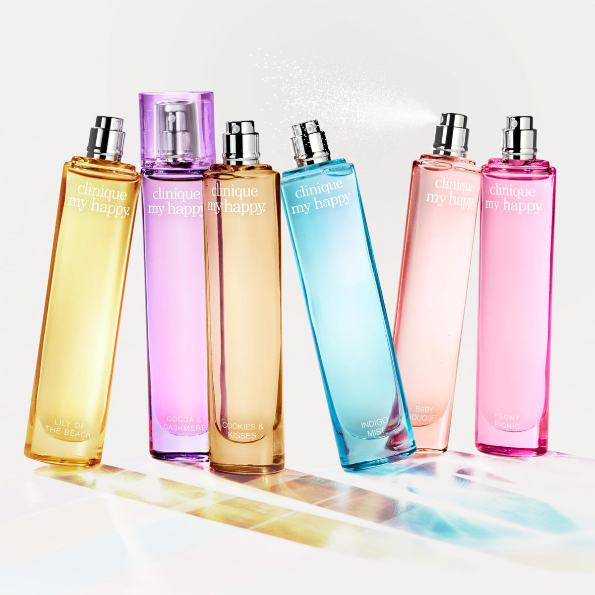 Clinique My Happy Cocoa & Cashmere musk-note focus for lasting everyday scent.
