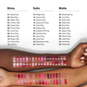 Clinique Pop Longwear Lipstick built-in primer visual showing smooth application.