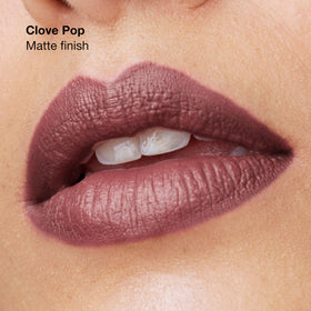 Clinique Pop Longwear Lipstick Matte finish close-up with bold, color-true results