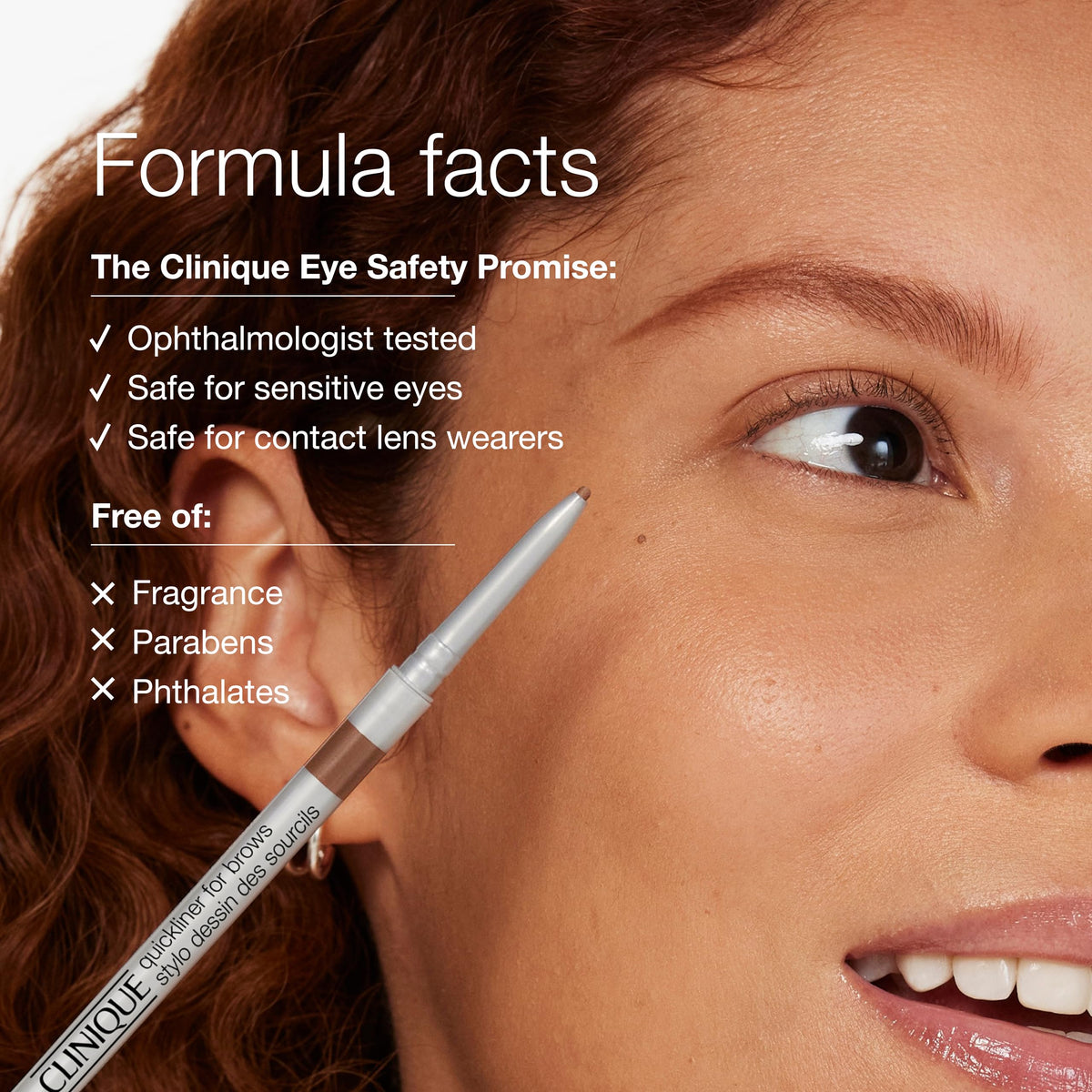 Clinique Quickliner For Brows packaging highlighting compact self-sharpening design.