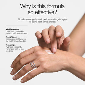 Clinique Smart Clinical Repair serum with hyaluronic acid drop illustrating hydration.