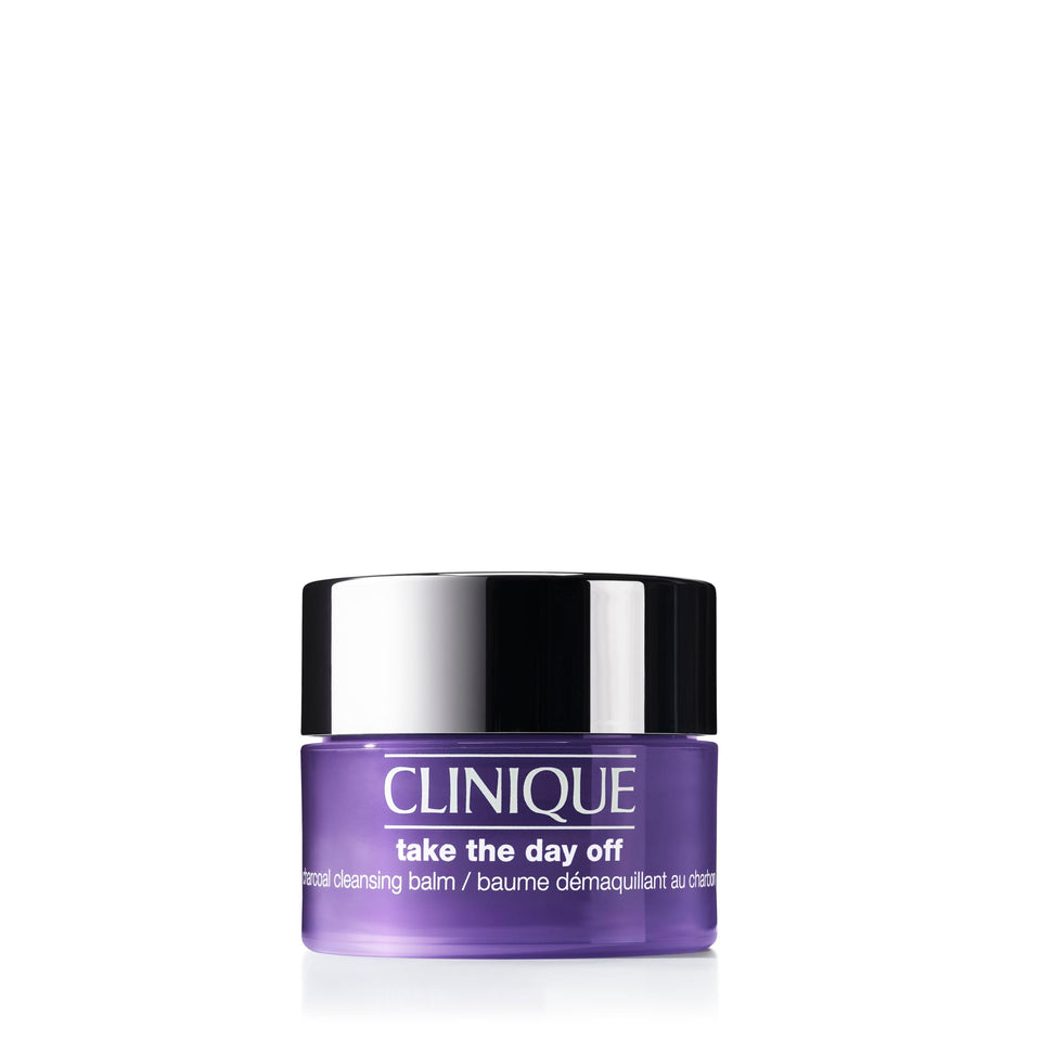 Clinique Take The Day Off charcoal cleansing balm jar for easy makeup removal