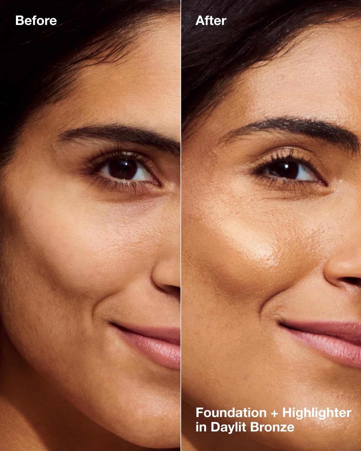 Clinique True Highlight Daylit Bronze swatch adds natural warmth and radiant glow.