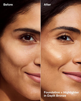 Clinique True Highlight Daylit Bronze swatch adds natural warmth and radiant glow.