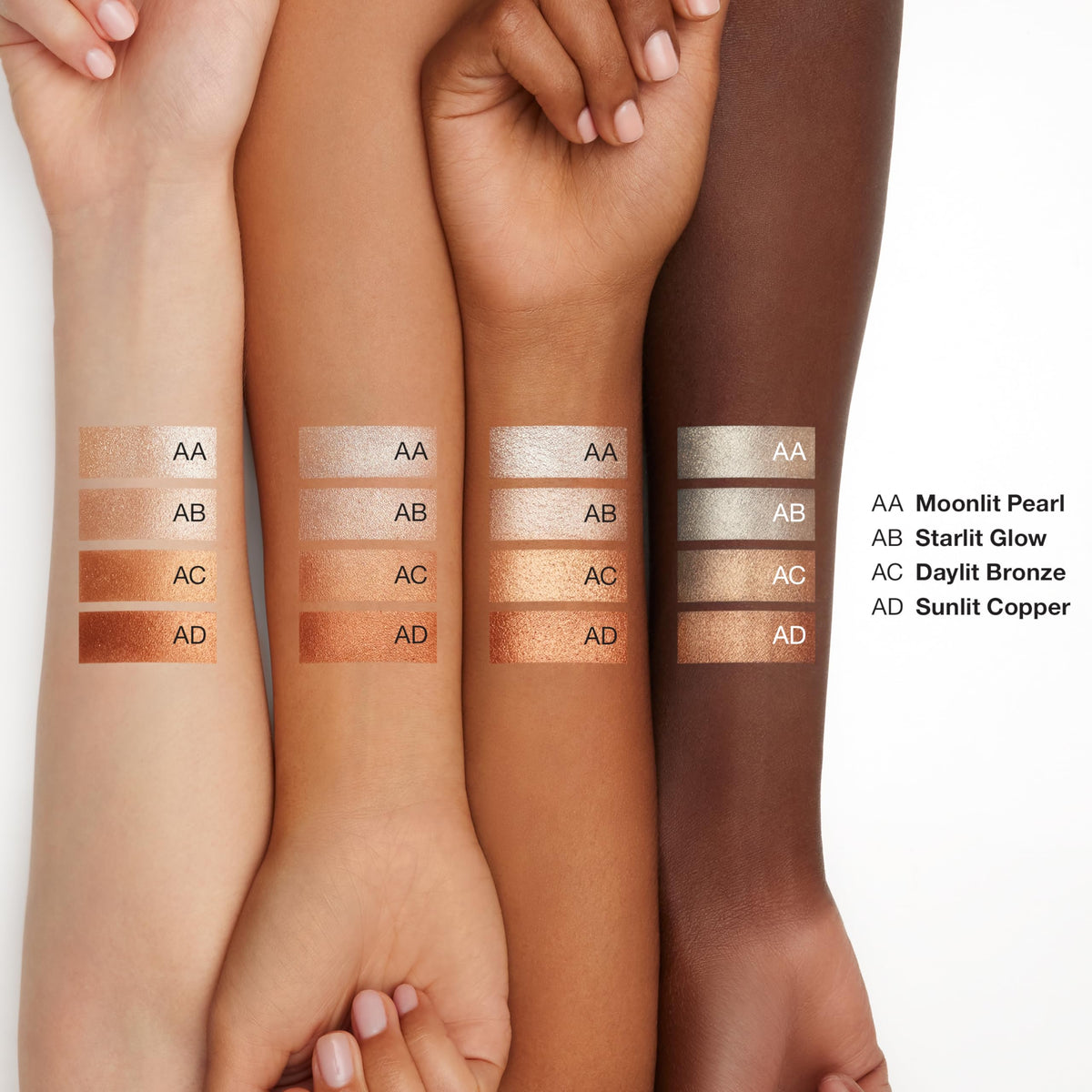 Clinique True Highlight Daylit Bronze swatch provides warm, sunlit depth on the cheekbone.