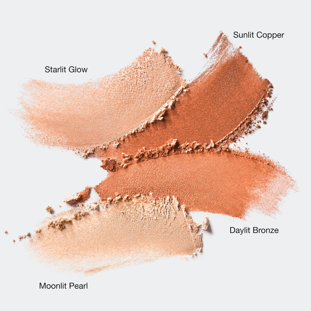 Clinique True Highlight Sunlit Copper swatch delivers rich radiance for deeper tones.