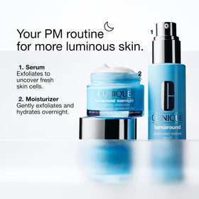 Clinique Turnaround lightweight serum swatch on forearm indicating gentle exfoliation.