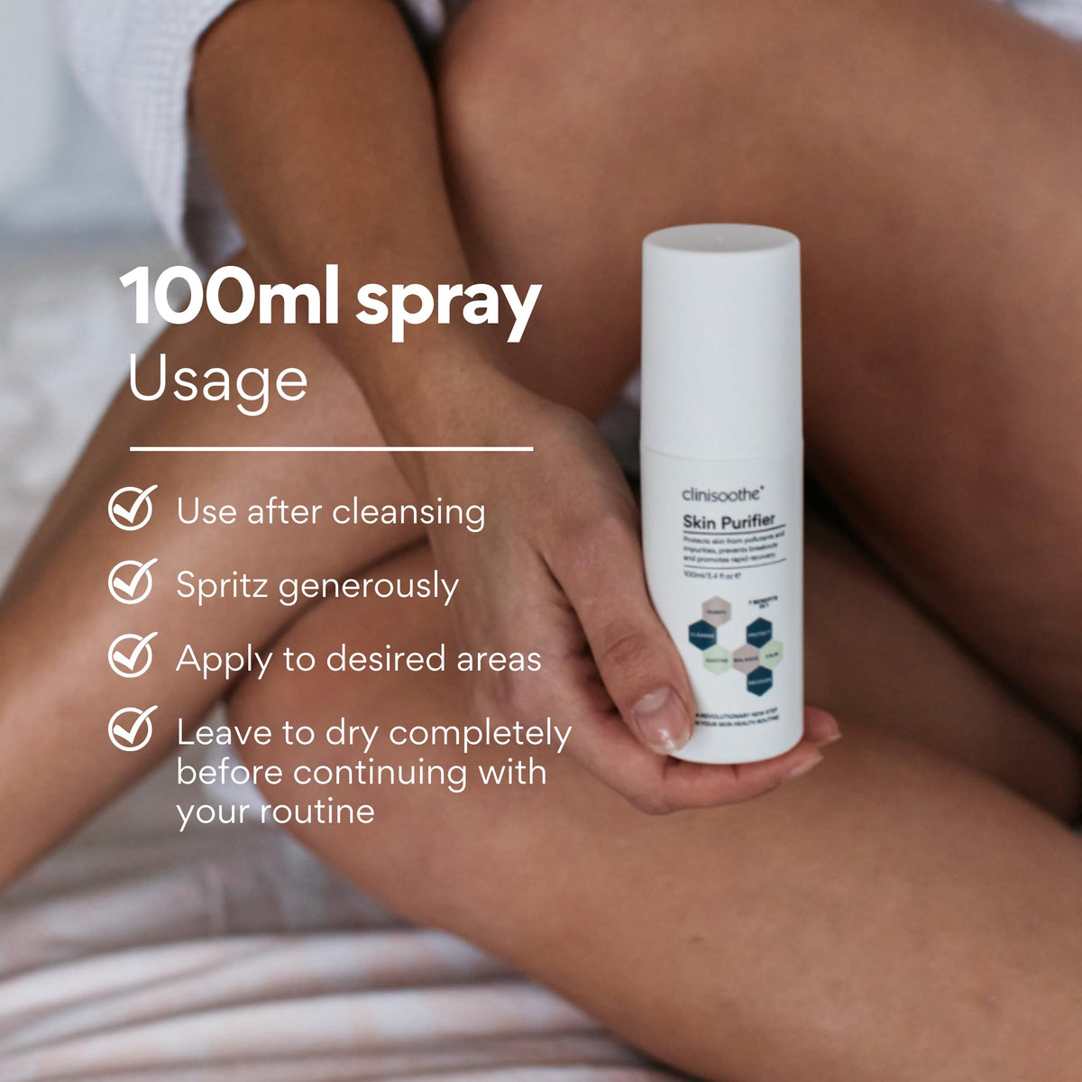 Clinisoothe+ Hypochlorous technology diagram highlighting gentle cleansing for sensitive skin