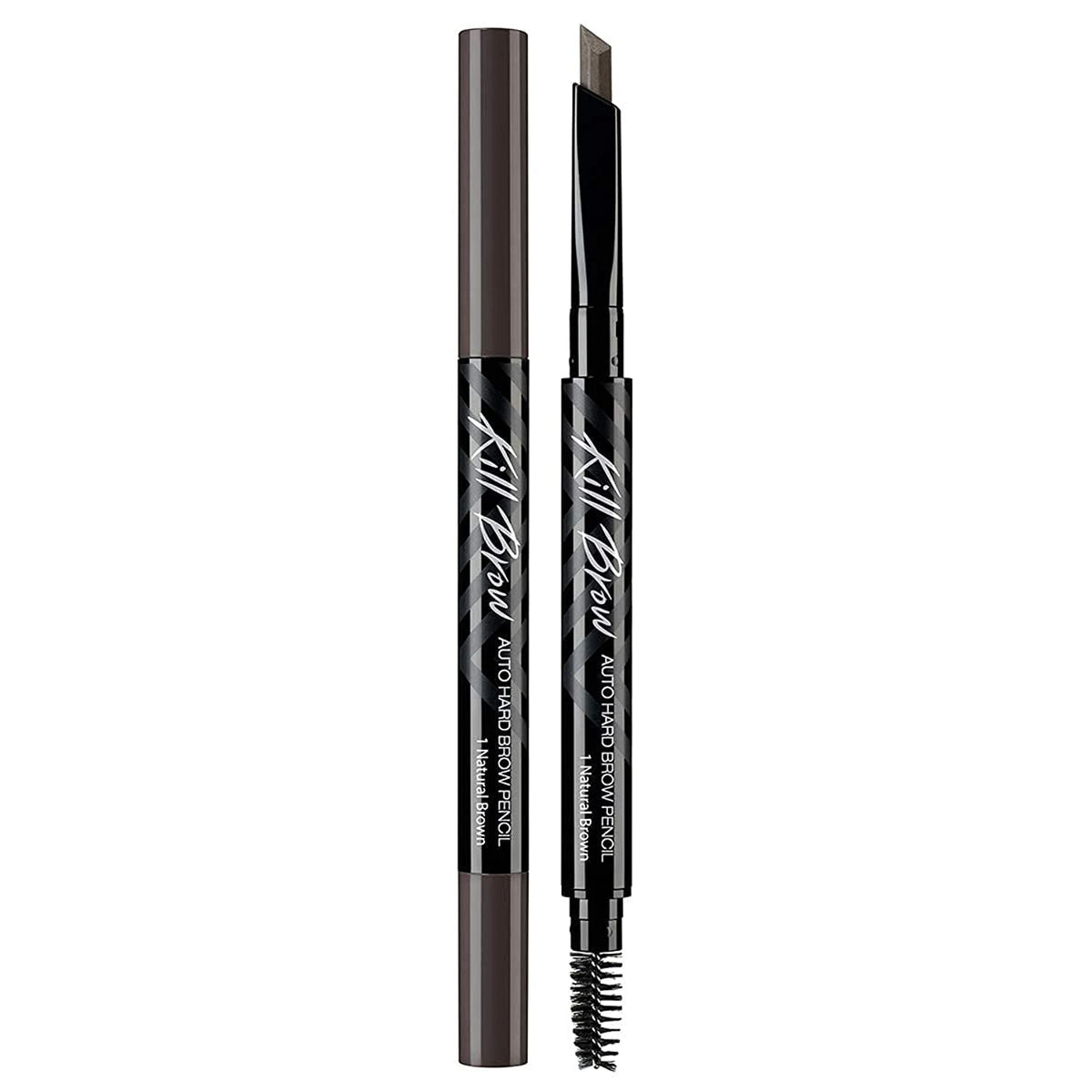 CLIO Kill Brow Auto Hard Eyebrow Pencil dual-end design close-up shows precise brow shaping.