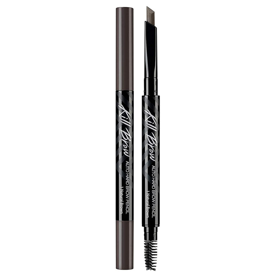 CLIO Kill Brow Auto Hard Eyebrow Pencil dual-end design close-up shows precise brow shaping.