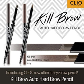 CLIO Kill Brow Auto Hard Eyebrow Pencil natural brown 01 swatches reveal versatile shade.