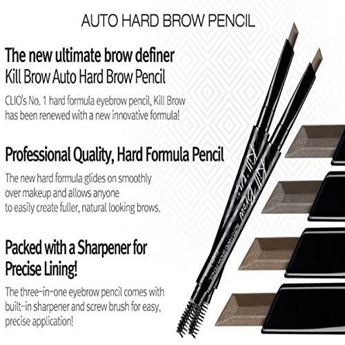 CLIO Kill Brow Auto Hard Eyebrow Pencil spoolie blending in action.